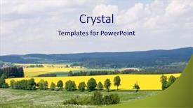  Presentation with rapeseed - PPT theme featuring rural landscape with rapeseed fields background and a sky blue colored foreground