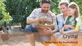  Presentation with vegan organic farming - Amazing presentation theme having rural marketing - family of farmers putting organic backdrop and a coral colored foreground