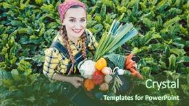  Presentation with healthy food - Amazing slide set having rural marketing - farmer woman in a field backdrop and a tawny brown colored foreground