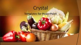  Presentation with organic - Cool new presentation theme with rural marketing - healthy organic vegetables still life backdrop and a crimson colored foreground