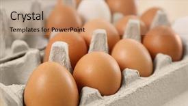  Presentation with chicken package - Presentation theme enhanced with rural nutrition - package with chicken eggs closeup background and a coral colored foreground