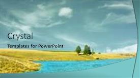  Presentation with pond - Beautiful presentation theme featuring rural-pond-with-clouds backdrop and a light blue colored foreground