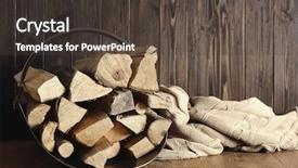  Presentation with rustic wood wooden frame - Audience pleasing PPT theme consisting of rural poverty - basket with firewood on wooden backdrop and a dark gray colored foreground