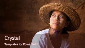  Presentation with straw - PPT layouts with rural poverty - traditional myanmar girl in straw background and a wine colored foreground