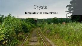  Presentation with railroad - Presentation design enhanced with rural railroad background and a light gray colored foreground