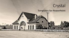  Presentation with railway - Audience pleasing PPT theme consisting of rural railway station backdrop and a light gray colored foreground
