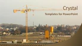  Presentation with construction cranes - Beautiful presentation theme featuring rural renovation construction cranes over rural farmland backdrop and a lemonade colored foreground
