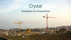  Presentation with rural development - Presentation theme consisting of rural renovation construction cranes background and a sky blue colored foreground