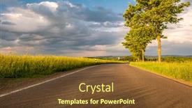  Presentation with rural road - PPT theme having rural road between fields in warm sunshine under dramatic sky fresh vibrant colors at rhine valley rhine gorge in germany background and a tawny brown colored foreground