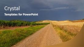  Presentation with agricultural - Slide set having rural-road-in-the-spanish background and a ocean colored foreground