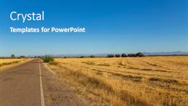  Presentation with rural road - Presentation theme with rural-road-in-the-spanish background and a teal colored foreground