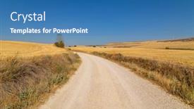  Presentation with agricultural - Presentation design having rural-road-in-the-spanish background and a teal colored foreground