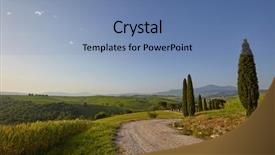  Presentation with rural road - Amazing PPT theme having rural road in tuscany italy backdrop and a teal colored foreground