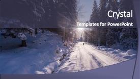  Presentation with winter road and branch - Beautiful presentation featuring rural road on beatiful winter backdrop and a tawny brown colored foreground