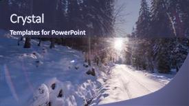  Presentation with winter road and branch - Presentation theme with rural road on beatiful winter background and a tawny brown colored foreground