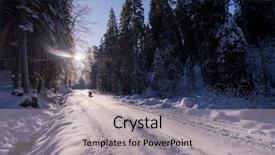  Presentation with rural road - PPT theme enhanced with rural road on beatiful winter background and a light gray colored foreground