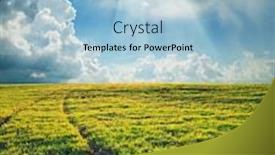  Presentation with rural road - Presentation consisting of rural-road-on-green-field background and a light blue colored foreground