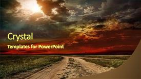  Presentation with rural road - PPT layouts having rural road through the field background and a tawny brown colored foreground