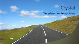  Presentation with rural road - Slides consisting of rural road with grass verge background and a light blue colored foreground