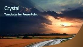  Presentation with speed - PPT theme consisting of rural roads - high-speed highway against the blue background and a ocean colored foreground