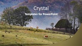  Presentation with foggy - Presentation theme featuring rural-romania-beautiful-foggy-morning background and a gray colored foreground