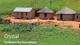  Presentation with rural - Colorful PPT layouts enhanced with rural settlement in mountainous grassland backdrop and a tawny brown colored foreground
