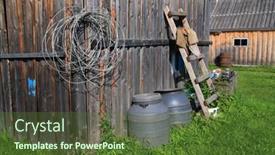  Presentation with herb - Colorful slides enhanced with rural-shed-on-green-herb backdrop and a tawny brown colored foreground