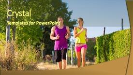  Presentation with rural - Theme enhanced with rural sports - couple jogging for fitness on a beautiful summer day background and a tawny brown colored foreground