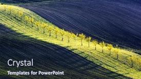  Presentation with green waves - Amazing presentation theme having rural-spring-landscape-with-colored backdrop and a wine colored foreground