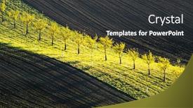 Presentation with green waves - Cool new PPT theme with rural-spring-landscape-with-colored backdrop and a dark gray colored foreground