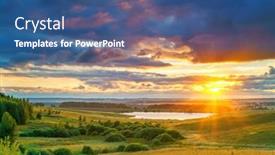  Presentation with rural - Slide deck enhanced with rural summer landscape at sunset background and a ocean colored foreground