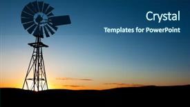  Presentation with windmill - Theme with rural tourism - sun rises behind a windmill background and a ocean colored foreground