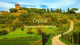  Presentation with olive trees - Amazing presentation theme having rural-tourism-cozy-picturesque-farms backdrop and a tawny brown colored foreground