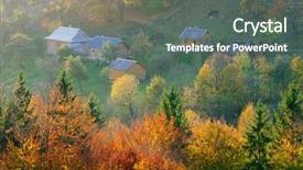  Presentation with rural tourism - Colorful slides enhanced with rural tourism homestead - autumn in the mountain village backdrop and a gray colored foreground