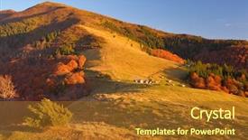  Presentation with rural tourism - Colorful PPT theme enhanced with rural tourism homestead - autumn landscape with colorful forest backdrop and a tawny brown colored foreground