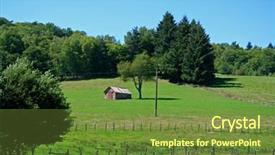  Presentation with rural tourism - Colorful presentation theme enhanced with rural tourism homestead - farmhouse in green field backdrop and a  colored foreground