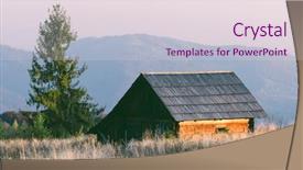  Presentation with autumn wood - Beautiful presentation theme featuring rural tourism homestead - old abandoned house made backdrop and a lemonade colored foreground