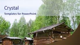  Presentation with old house - Colorful slide set enhanced with rural tourism homestead - old wooden house in north backdrop and a sky blue colored foreground