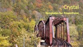  Presentation with old west - Amazing PPT theme having rural train track in west backdrop and a coral colored foreground