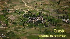  Presentation with buildings - PPT layouts having birds eye view - african valley with villages background and a tawny brown colored foreground