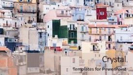  Presentation with classics - Cool new PPT layouts with landscape for classics mediterranean village backdrop and a soft green colored foreground