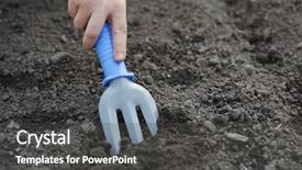  Presentation with community - PPT theme consisting of community gardens - working on ground with tool background and a dark gray colored foreground