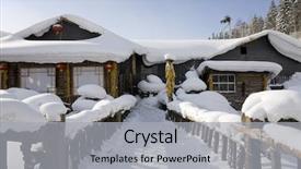  Presentation with good luck - Beautiful slides featuring rural village - snow-covered wooden house the chinese backdrop and a light gray colored foreground