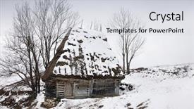  Presentation with romania - PPT theme with rural village - wooden cottage in romania background and a  colored foreground