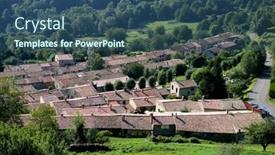  Presentation with rural - Audience pleasing PPT theme consisting of rural-village-from-above backdrop and a ocean colored foreground