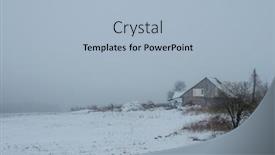  Presentation with hut - Audience pleasing theme consisting of rural-winter-landscape-peasant-hut backdrop and a  colored foreground