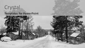  Presentation with rural - Presentation theme with rural-winter-landscape background and a light gray colored foreground