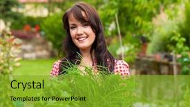  Presentation with gardening homes - PPT theme having rural women - gardening in summer - happy background and a gold colored foreground
