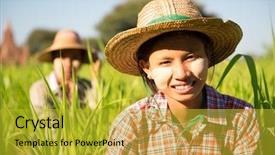  Presentation with rural women - Amazing presentation theme having rural women - myanmar asian traditional farmer planting backdrop and a gold colored foreground
