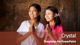  Presentation with german shepherd two young puppys - Presentation theme enhanced with rural women - two young myanmar girls background and a tawny brown colored foreground